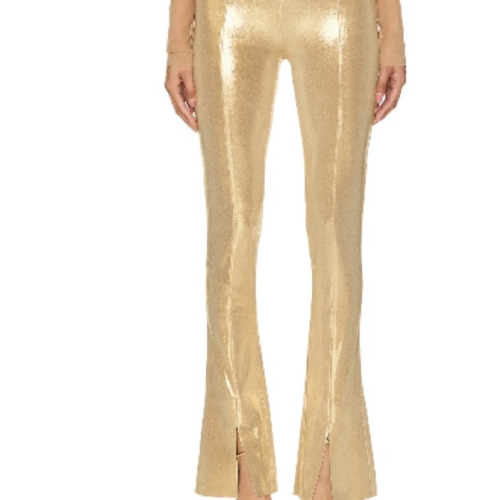 Norma Kamali Gold Metallic Pants XS